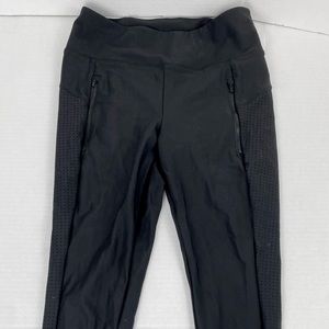 ATHLETA Stellar Slim Ankle Athlesuire Pants Leggings Blk Sz 4 Zip Pockets